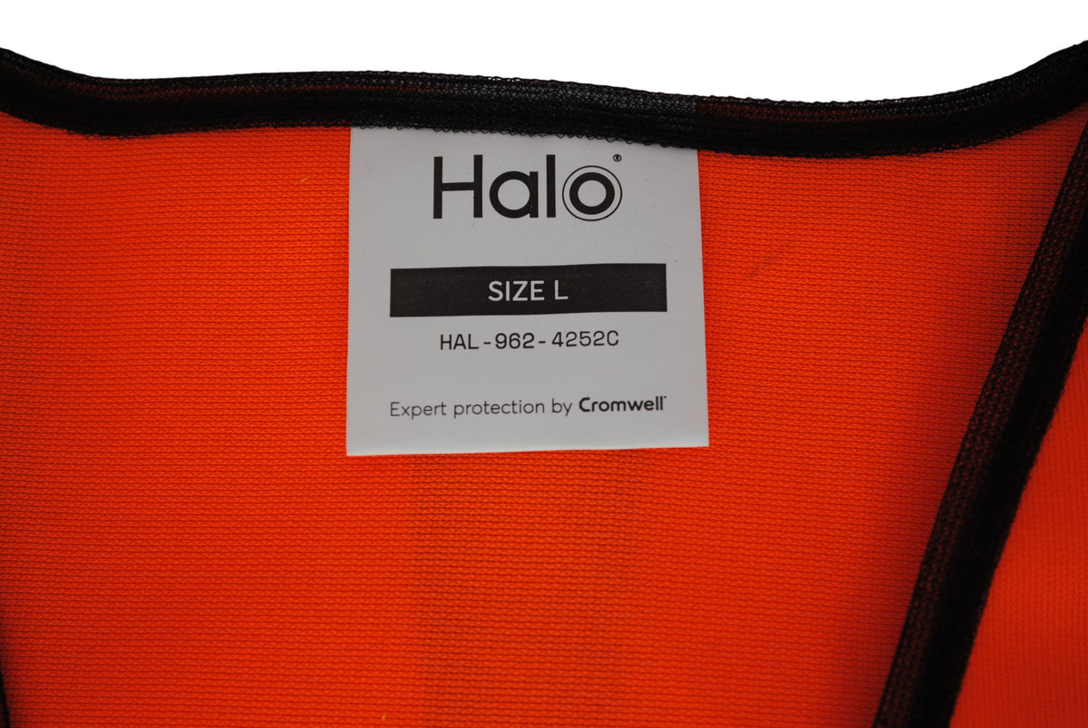 Hi-Vis Vest, Orange, Large, Hook & Loop Closure, Polyester