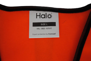 Hi-Vis Vest, Orange, Large, Hook & Loop Closure, Polyester