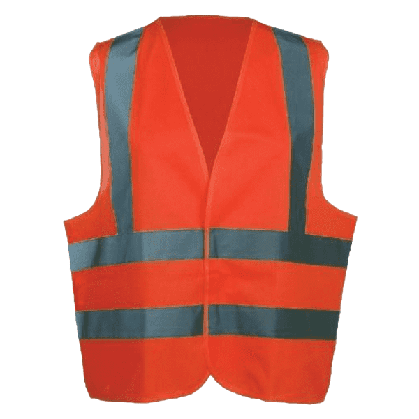 Hi-Vis Vest, Orange, Large, Hook & Loop Closure, Polyester