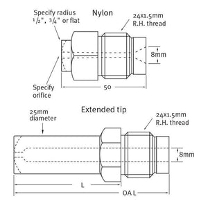 OEM Nozzle Tips - Arburg Type Nozzle Tips- Nylon Taper