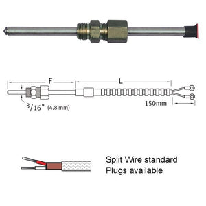 Standard Thermocouple - Tube Tube Type Thermocouple With 4.8mm (3/16") Probe.